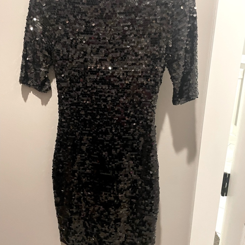 Sequin black fitted mini dress